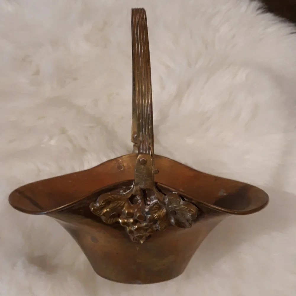 Brass with Patina Basket with Grapes